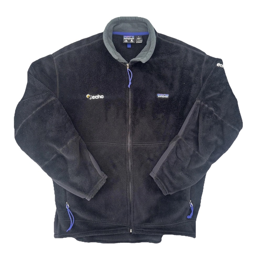 Patagonia Jacket Mens XL Black Fleece Full Zip Polartec Regulator Echo Logo USA